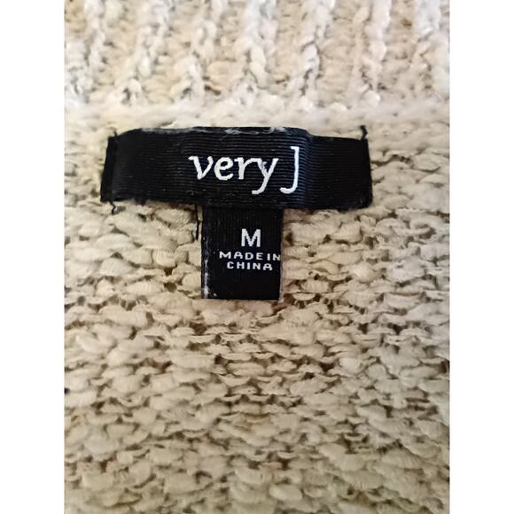 VERY J Women's Warm Winter Open Cardigan Sweater XL Beige Brown Ribbed Cozy - Picture 4 of 5